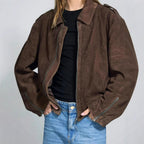 Damen lässige Kurzjacke aus weichem Material mit praktischen Reißverschlüssen R&B