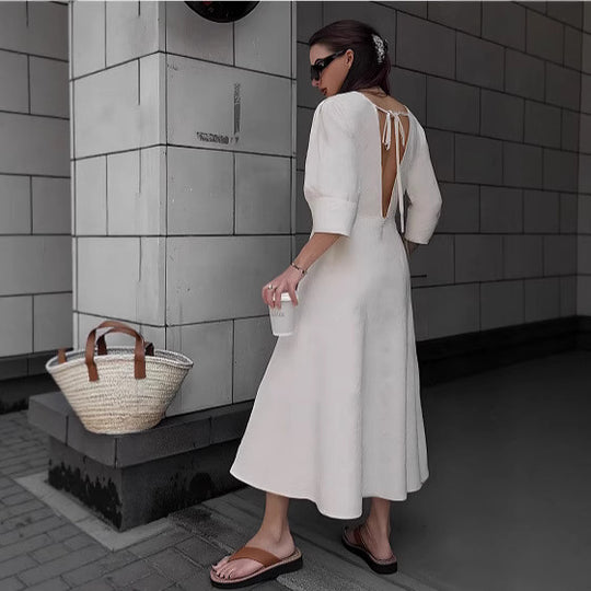 Damen Lockere Leinenknopfklei R&B