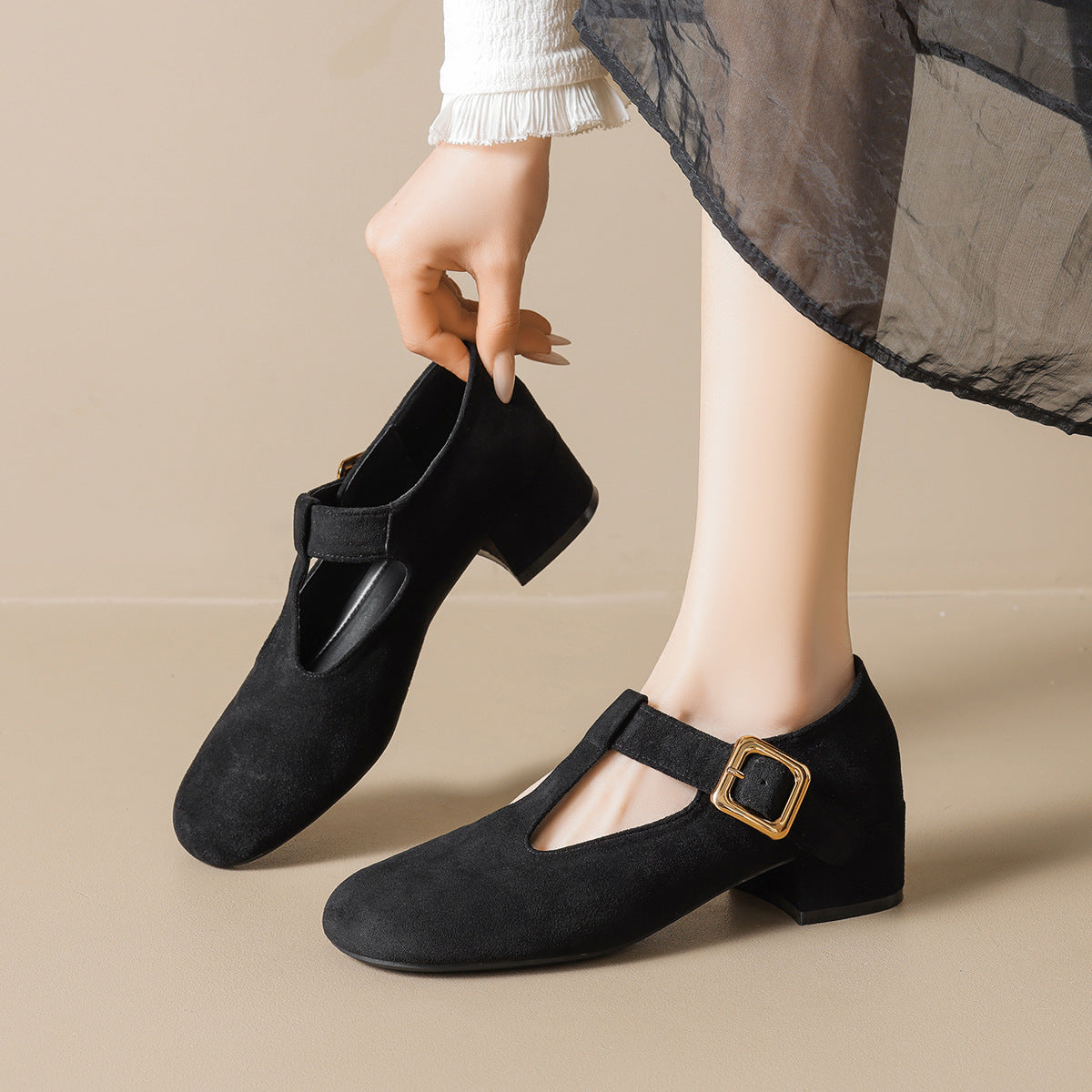 Damen modische Ballerinas mit eleganter Schnallenapplikation