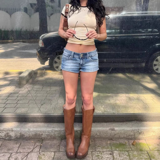 Damen lässige Jeansshorts mit stylishen Details R&B