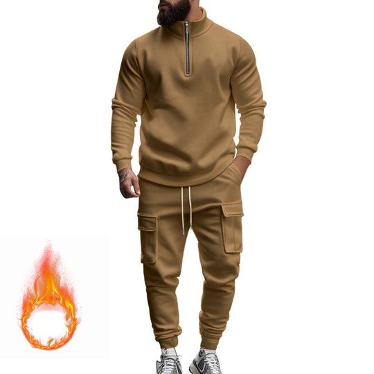 Herren sportlicher Sweatanzug mit höherem Kragen und praktischen Taschen R&B