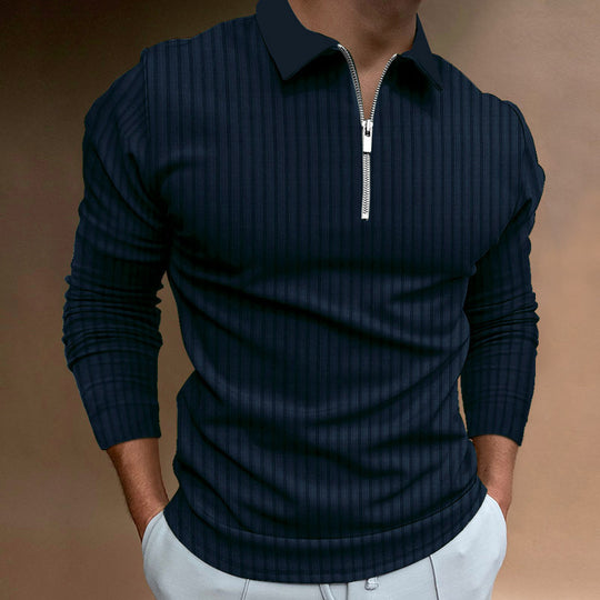 Herren Poloshirt mit elegantem Reißverschluss und strukturiertem Design R&B