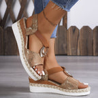 Damen Wedge-Sandalen mit dekorativem Riemen und modischem Akzent R&B