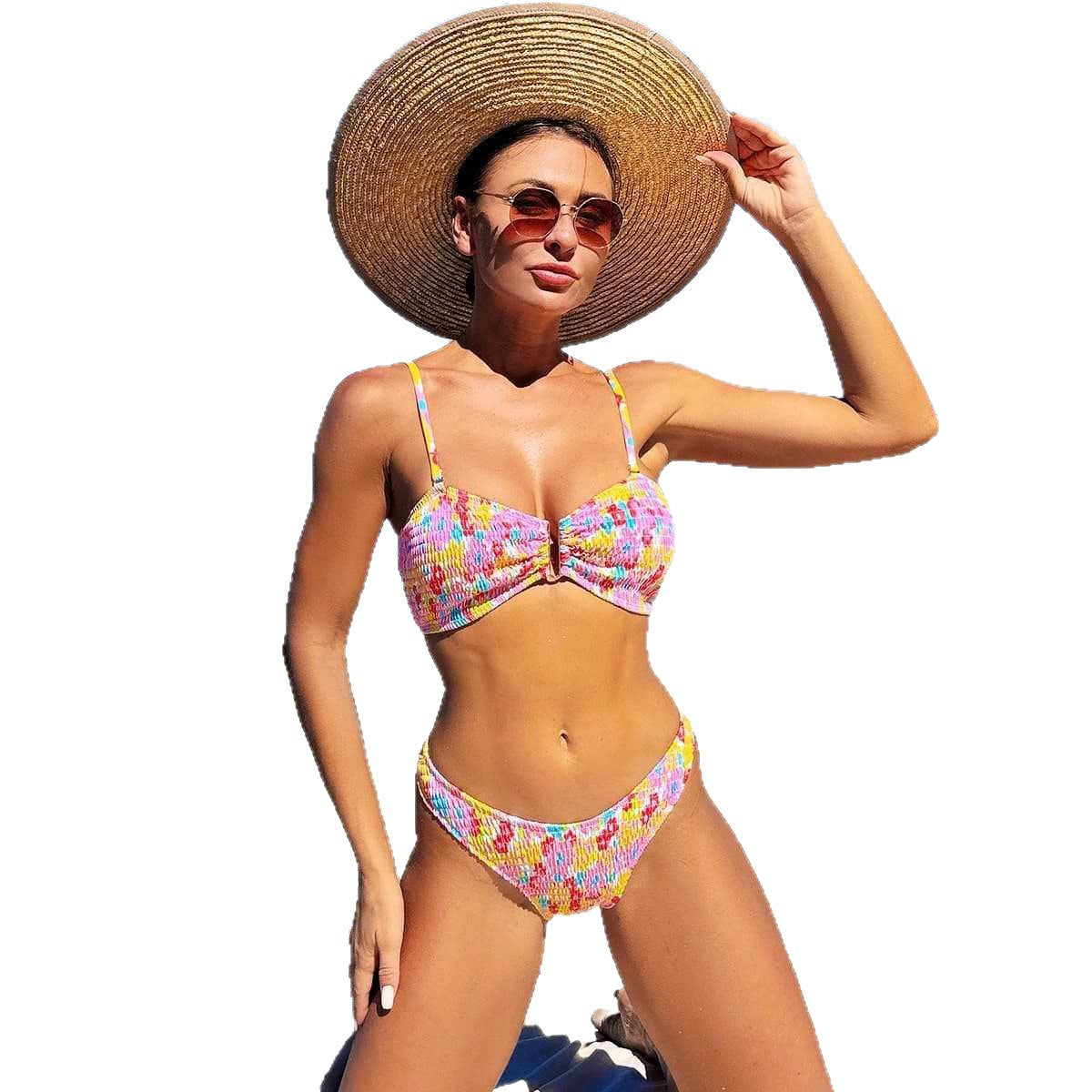 Damen Komfortabler Bikini mit verspieltem Knotendetail R&B