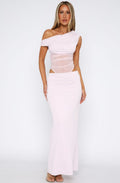 Damen Elegantes Maxikleid mit asymmetrischem Schnitt und transparenten Einsätzen R&B