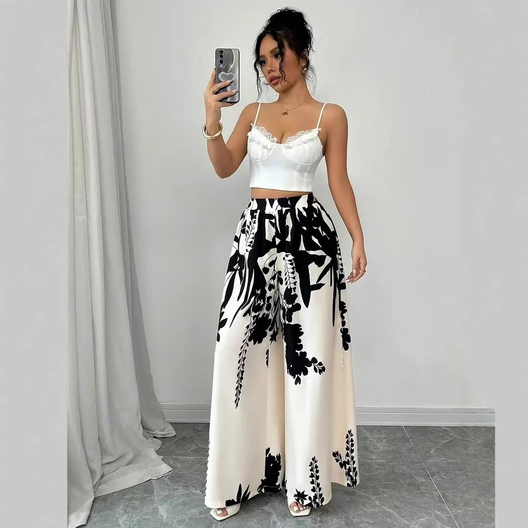 Damen weite Palazzo-Hose mit floralem Muster R&B