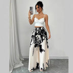 Damen weite Palazzo-Hose mit floralem Muster