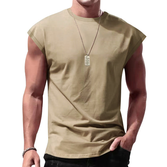 Herren nan lockeres ärmelloses Muskelshirt aus Baumwolljersey mit überschnittener Schulterpartie R&B