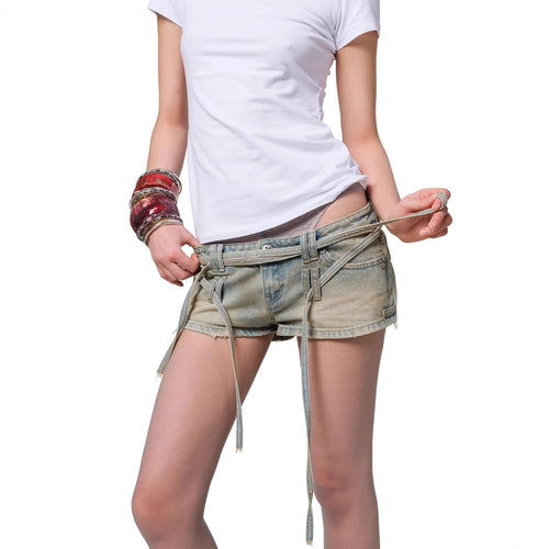 Damen Stylish Denim-Shorts mit verstellbarem Bund R&B