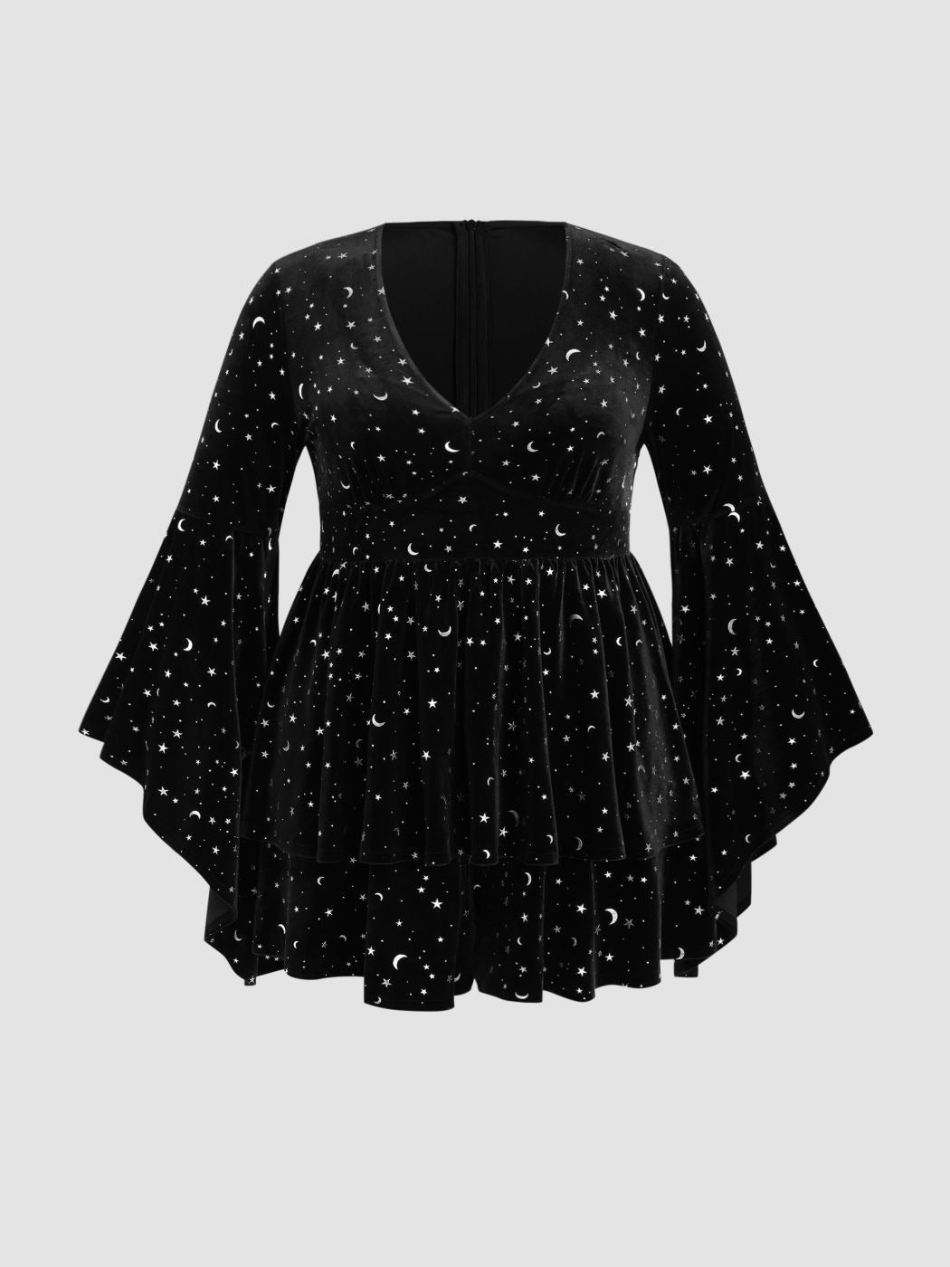 Damen Kurzes Samtkleid mit weitem Rock und aufregendem Sternenprint R&B