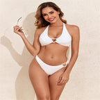 Damen Triangel-Bikini mit dekorativem Herzdetail und schicker Rippstruktur R&B