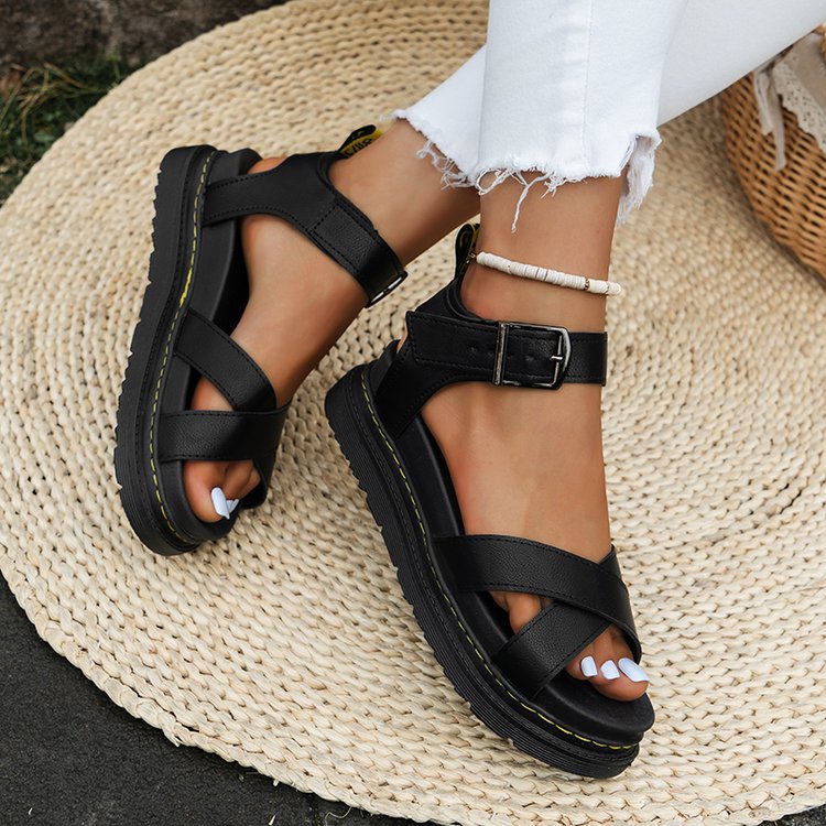 Damen modische Cross-Sandalen mit verstellbarem Fersenriemen und rutschfester Sohle R&B