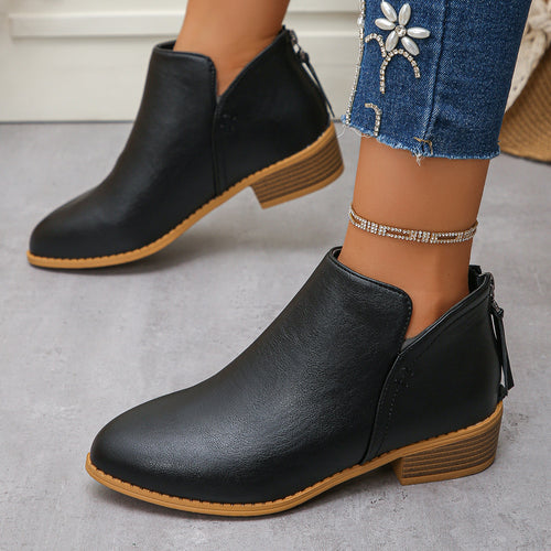 Damen modische Ankle Boots mit seitlichem Reißverschluss und geschmackvollem Design R&B