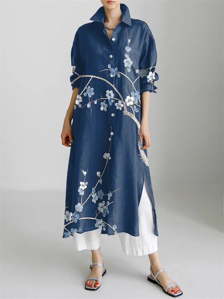Damen Kaftan Kleid lang Seidenoptik