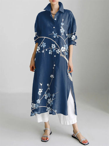 Damen Kaftan Kleid lang Seidenoptik