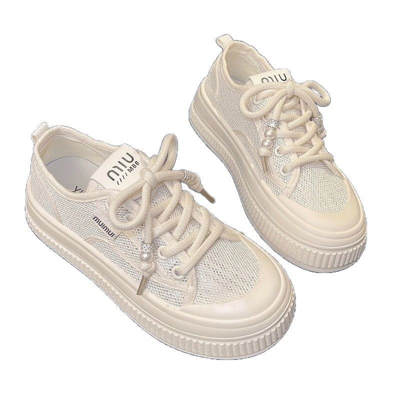 Damen Sneaker mit modischer Plateausohle und dekorativem Schnürsystem