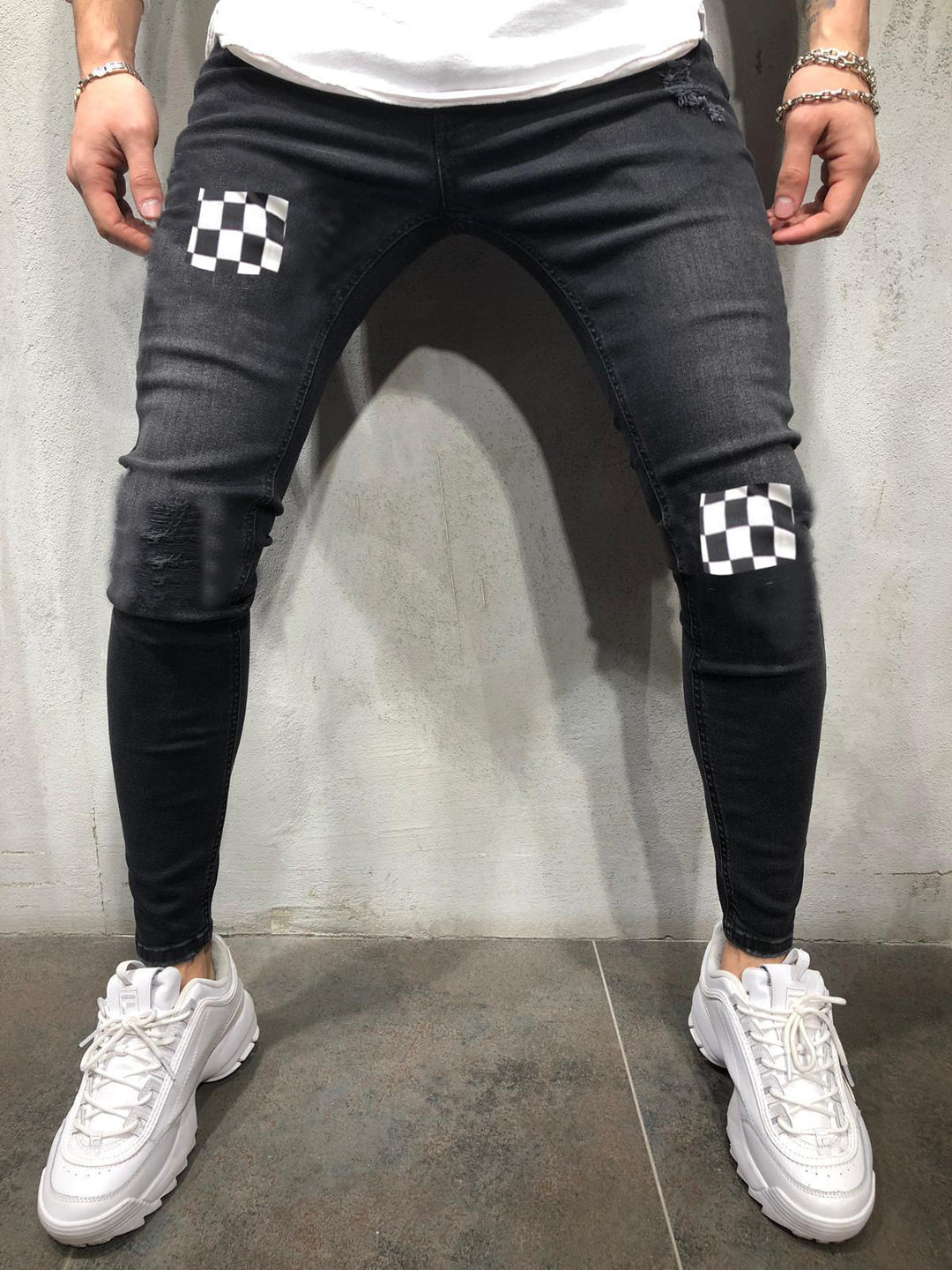Herren trendige Skinny Jeans mit aufregenden Designelementen R&B