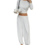 Damen Bequemes Lounge-Set aus locker sitzendem Oberteil und harem-artiger Hose R&B