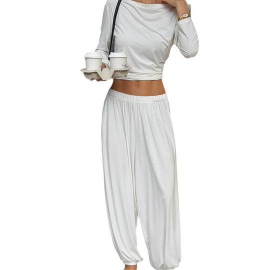 Damen Bequemes Lounge-Set aus locker sitzendem Oberteil und harem-artiger Hose R&B