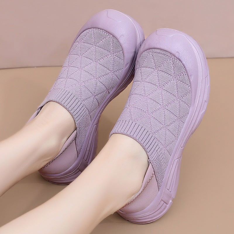 Damen Bequeme Slip-On Laufschuhe mit rutschfester Sohle und elastischem Obermaterial