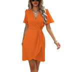 R&B | Taillienverstellbares Ein-Schritt Rock Kurzarm Polyester Kleid