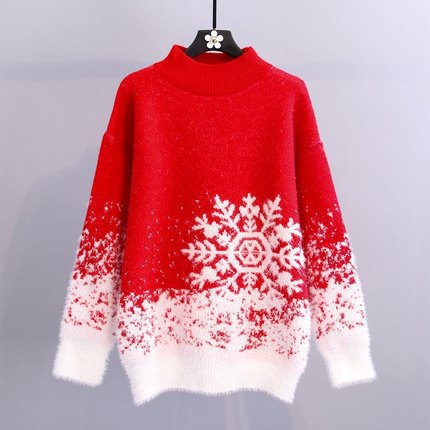 Damen Winterpullover mit festlichem Schneeflockendesign R&B
