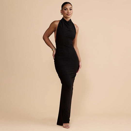 Damen trägerloses Maxikleid mit elegantem Drapé R&B