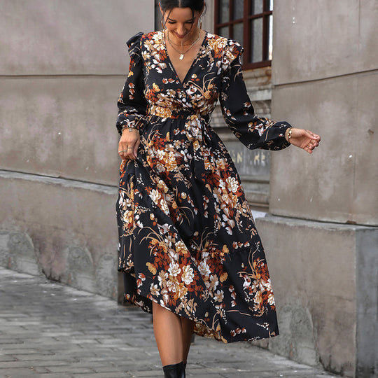 Damen Maxikleid mit raffinierten Rüschendetails und eleganter Taillierung R&B