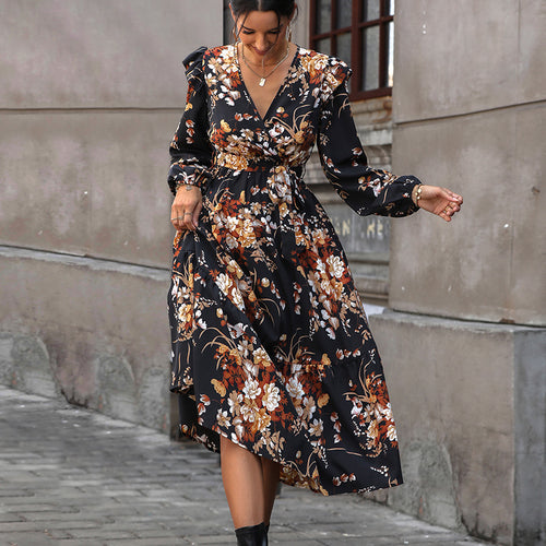 Damen Maxikleid mit raffinierten Rüschendetails und eleganter Taillierung R&B