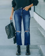 Damen Cropped Jeans mit modischen Rissen und lässigem Saum R&B