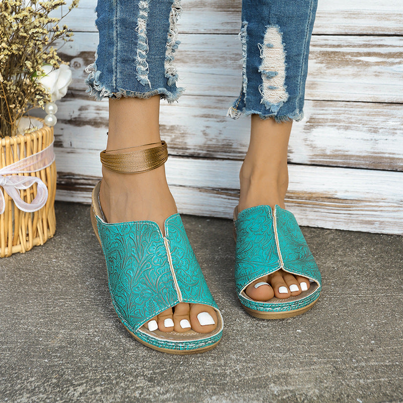 Damen offene Sandalen mit modischem Floral-Design R&B