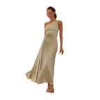 Damen Maxikleid mit Raffiniertem Faltenwurf und Asymmetrischem Design R&B