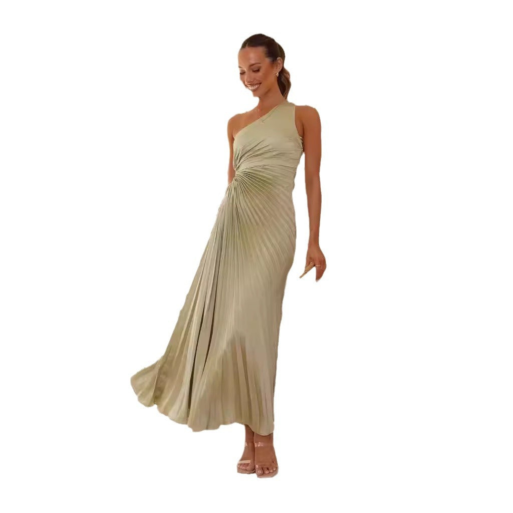 Damen Maxikleid mit Raffiniertem Faltenwurf und Asymmetrischem Design R&B