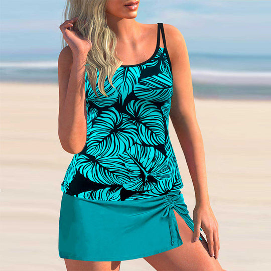 Damen Tankini-Set mit verstellbarem Top und modischem Saum R&B