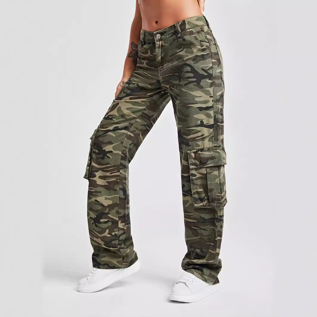 Damen Cargo-Hose im urbanen Camouflage-Stil mit praktischen Seitentaschen R&B