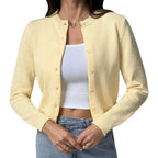 Damen Strickjacke mit Knopfdetail und elastischem Saum