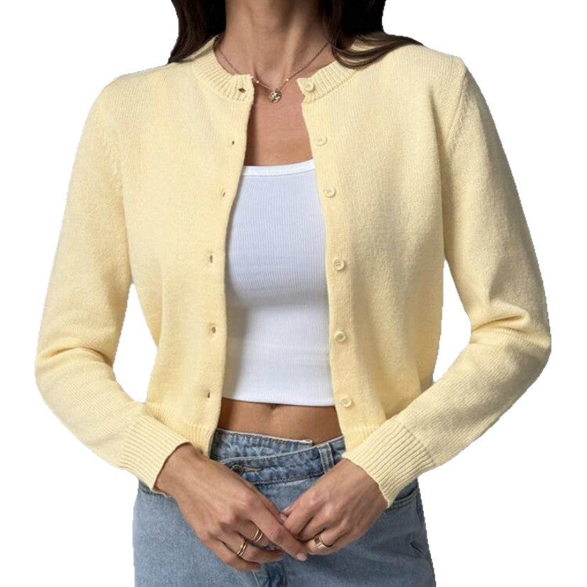 Damen Strickjacke mit Knopfdetail und elastischem Saum