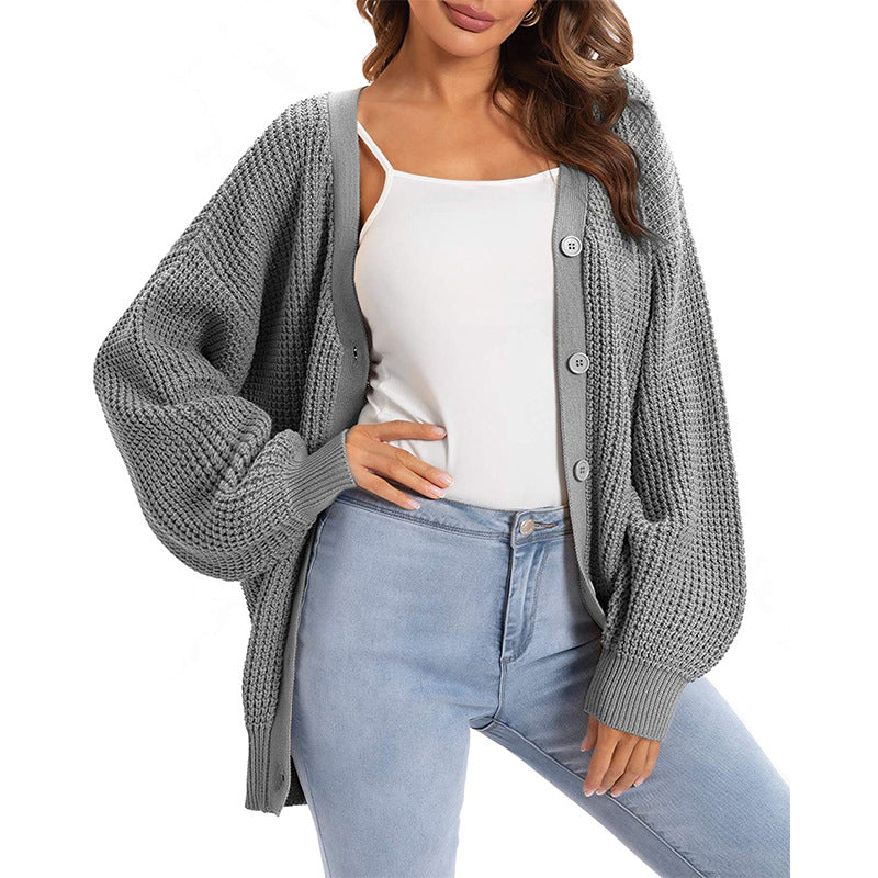 Damen Grober Strickcardigan mit offenem Design und lässigem Schnitt R&B
