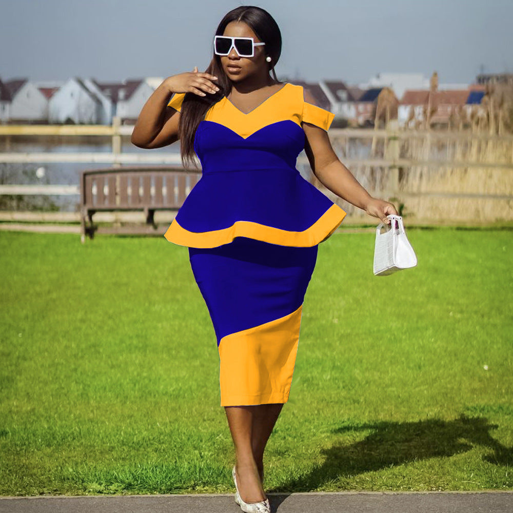 Damen Figurbetontes Peplum-Kleid R&B