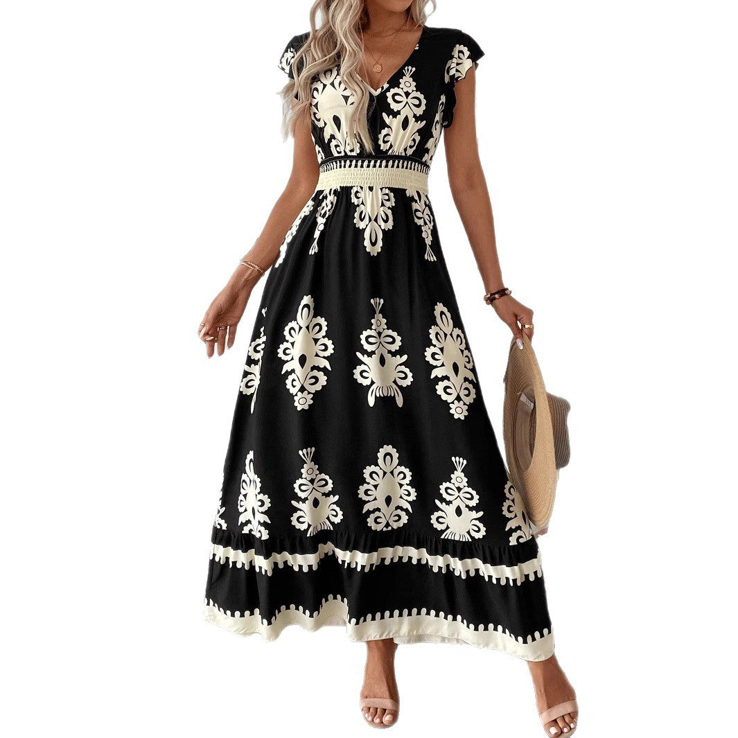 Damen Elegantes Maxikleid mit faszinierendem Musterdruck R&B
