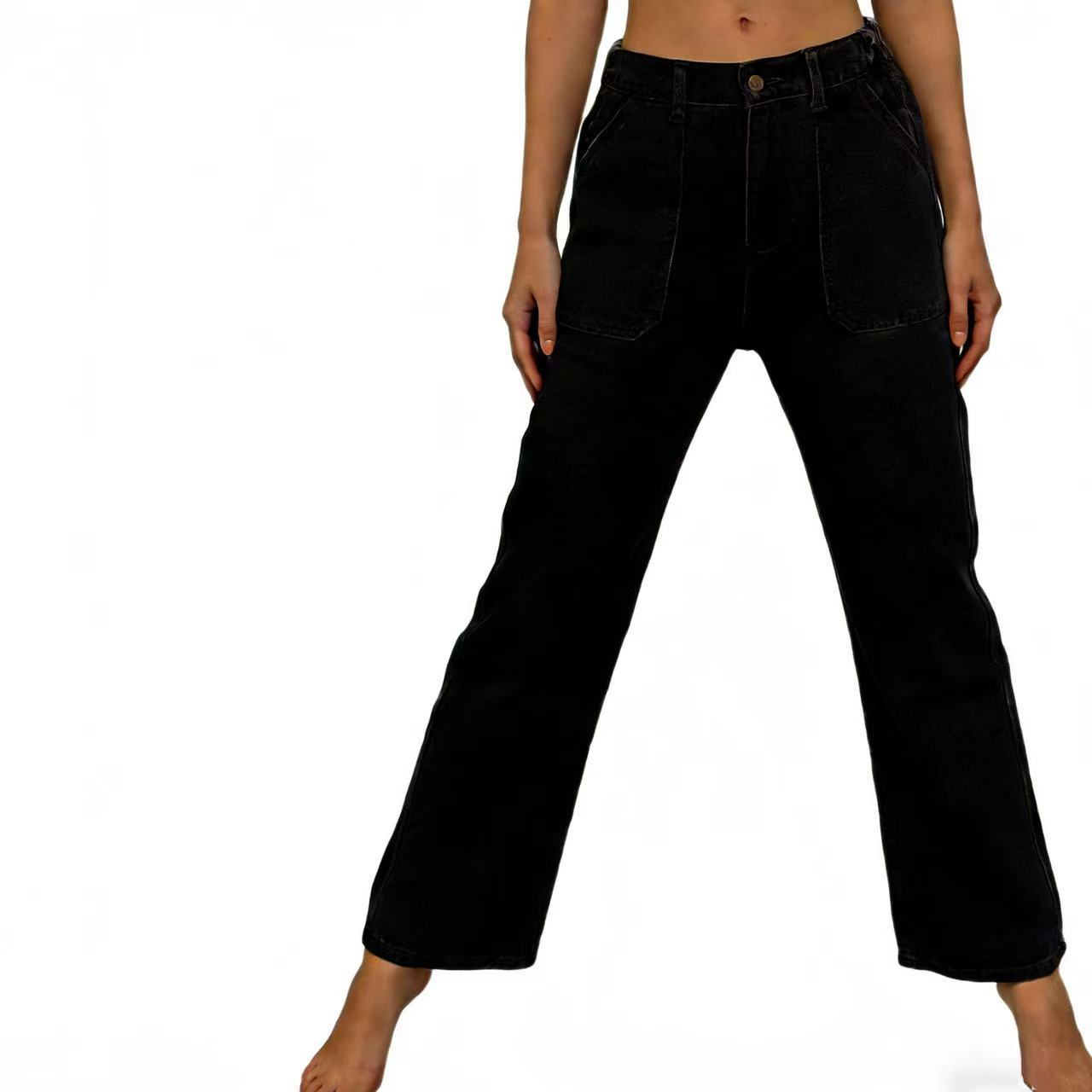 Damen Lockere Jeans mit hohem Bund und großen Taschen