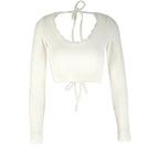 Damen Crop-Top mit Rüschendetails und Rückenbindung EB