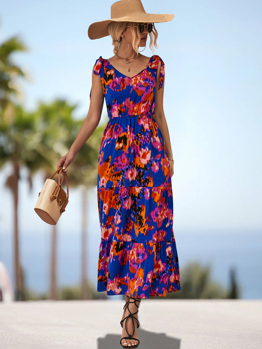 Damen Maxikleid mit verspieltem Floralprint und luftigen Trägern R&B