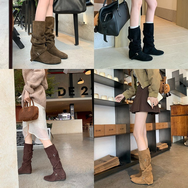 Damen Elegante Stiefel mit verstellbarem Riemen und komfortablem Fußbett R&B