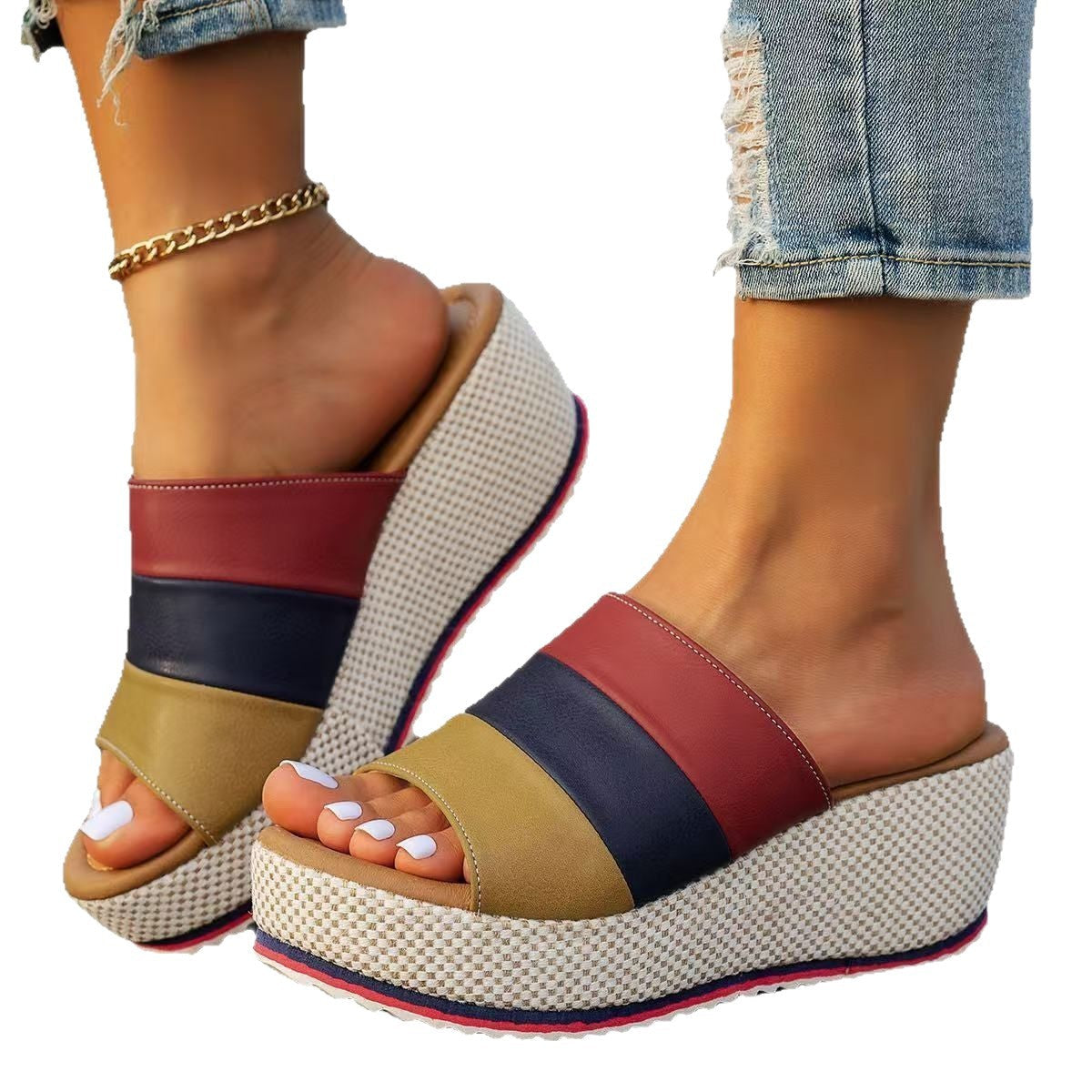 Damen Wedge-Sandalen mit geflochtenem und elastischem Riemen R&B