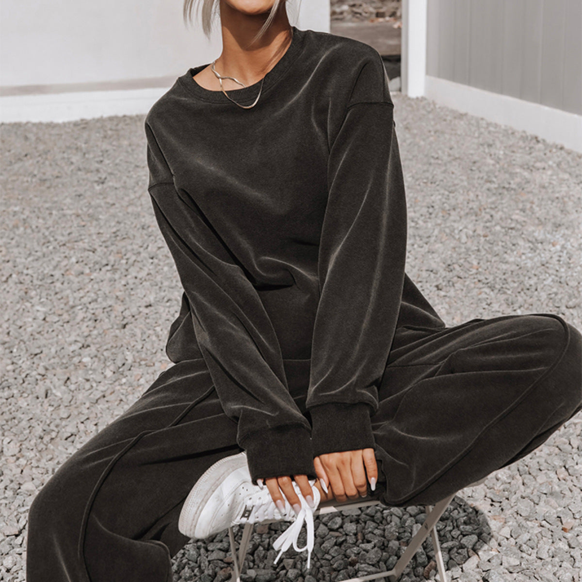 Damen nan weiches Oversize-Sweatshirt und weite Relaxhose im Vintage-Washed-Finish R&B
