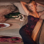 Damen Extravagantes Spitzen-Nachtkleid mit floralem Design und langem Schnitt R&B