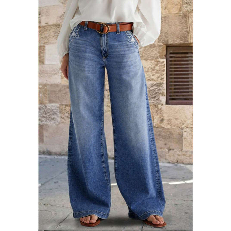 Damen Weit geschnittene Jeanshose im eleganten Stil R&B