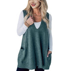 Damen Bequemer Strick-Poncho mit seitlichen Taschen R&B