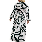 Damen Hemdblusenkleid mit modernem Grafikdruck und taillierter Silhouette R&B